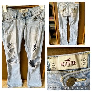 Distressed Vintage Hollister Flare Jeans.